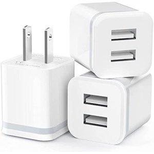 USB Wall Charger, LUOATIP 3-Pack 2.1A/5V Dual Port USB Cube Power Adapter